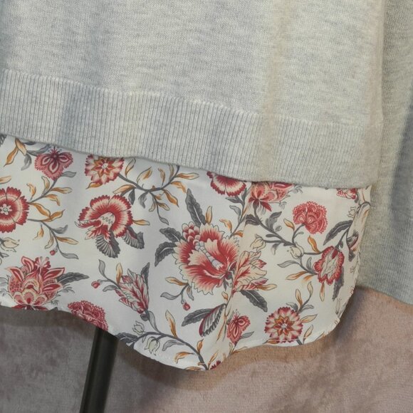 Womens Grey Floral Sweater Loft Size M - Picture 2 of 7